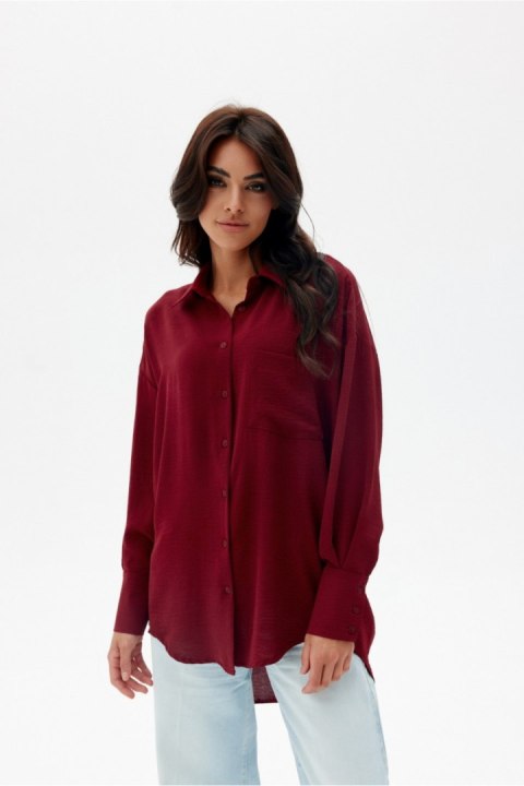 Koszula Damska Model Elisa BOR BLU0192 Bordo - Roco Fashion Roco Fashion Koszula Damska Model Elisa BOR BLU0192 Bordo - Roco Fashion Roco Fashion