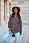 Koszula Damska Model Elisa BRA BLU0192 Brown - Roco Fashion Roco Fashion Koszula Damska Model Elisa BRA BLU0192 Brown - Roco Fashion Roco Fashion