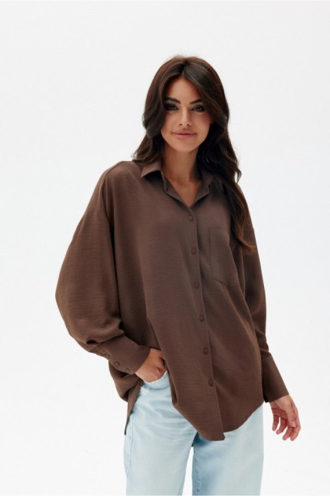 Koszula Damska Model Elisa BRA BLU0192 Brown - Roco Fashion Roco Fashion Koszula Damska Model Elisa BRA BLU0192 Brown - Roco Fashion Roco Fashion
