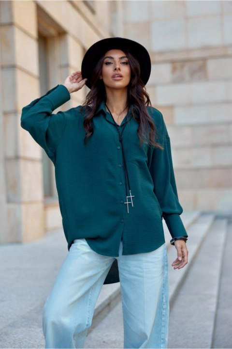Koszula Damska Model Elisa BUT BLU0192 Bottle Green - Roco Fashion Roco Fashion Koszula Damska Model Elisa BUT BLU0192 Bottle Green - Roco Fashion Roco Fashion