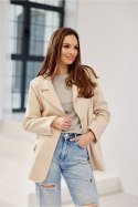 Marynarka Model Freya BEZ ZAK0016 Beige - Roco Fashion Roco Fashion Marynarka Model Freya BEZ ZAK0016 Beige - Roco Fashion Roco Fashion