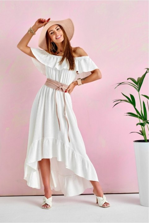 Sukienka Model EKR SUK0334 Ecru - Roco Fashion Roco Fashion Sukienka Model EKR SUK0334 Ecru - Roco Fashion Roco Fashion