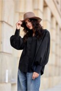 Koszula Damska Model Lia CZA BLU0189 Black - Roco Fashion Roco Fashion Koszula Damska Model Lia CZA BLU0189 Black - Roco Fashion Roco Fashion
