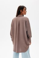 Koszula Damska Model Olena CAP BLU0190 Cappuccino - Roco Fashion Roco Fashion Koszula Damska Model Olena CAP BLU0190 Cappuccino - Roco Fashion Roco Fashion