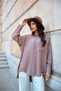 Koszula Damska Model Olena CAP BLU0190 Cappuccino - Roco Fashion Roco Fashion Koszula Damska Model Olena CAP BLU0190 Cappuccino - Roco Fashion Roco Fashion