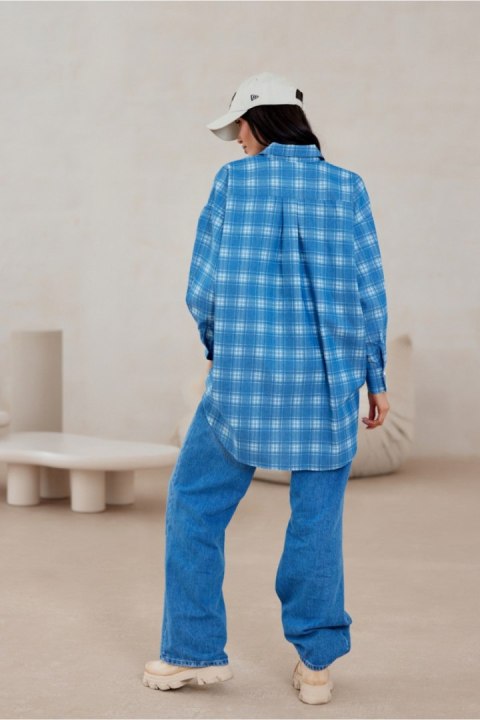 Koszula Damska Model Olly BLU0198-A29 Blue - Roco Fashion Roco Fashion Koszula Damska Model Olly BLU0198-A29 Blue - Roco Fashion Roco Fashion