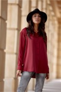 Koszula Damska Model Tessa BOR BLU0185 Bordo - Roco Fashion Roco Fashion Koszula Damska Model Tessa BOR BLU0185 Bordo - Roco Fashion Roco Fashion