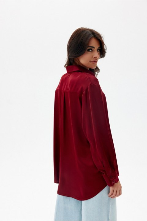 Koszula Damska Model Tessa BOR BLU0185 Bordo - Roco Fashion Roco Fashion Koszula Damska Model Tessa BOR BLU0185 Bordo - Roco Fashion Roco Fashion