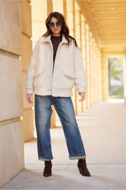 Kurtka Damska Model Ivon BEJ KUR0027 Beige - Roco Fashion Roco Fashion Kurtka Damska Model Ivon BEJ KUR0027 Beige - Roco Fashion Roco Fashion