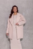 Płaszcz Damski Model Betty BEJ PLA0040 Light Beige - Roco Fashion Roco Fashion Płaszcz Damski Model Betty BEJ PLA0040 Light Beige - Roco Fashion Roco Fashion