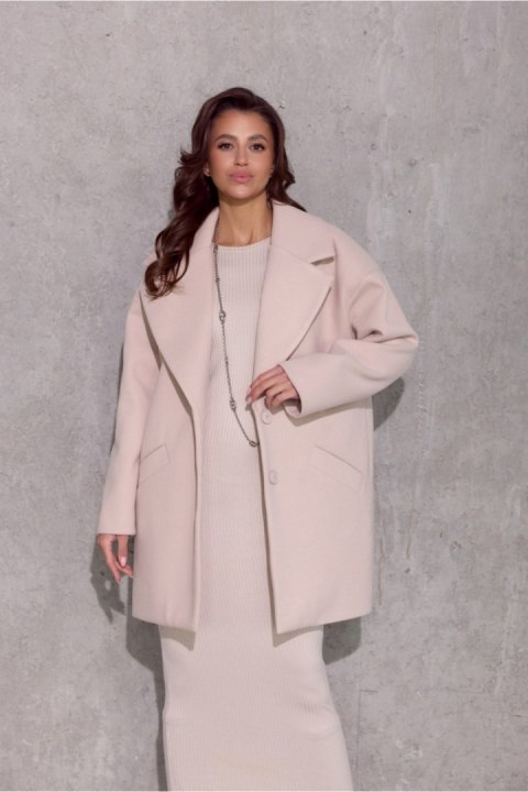 Płaszcz Damski Model Betty BEJ PLA0040 Light Beige - Roco Fashion Roco Fashion Płaszcz Damski Model Betty BEJ PLA0040 Light Beige - Roco Fashion Roco Fashion