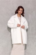 Płaszcz Damski Model Betty EKR PLA0040 Ecru - Roco Fashion Roco Fashion Płaszcz Damski Model Betty EKR PLA0040 Ecru - Roco Fashion Roco Fashion