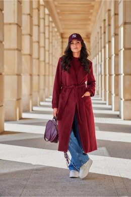 Płaszcz Damski Model Sovan BOR PLA0035 Bordo - Roco Fashion Roco Fashion