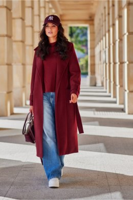 Płaszcz Damski Model Sovan BOR PLA0035 Bordo - Roco Fashion Roco Fashion
