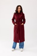 Płaszcz Damski Model Sovan BOR PLA0035 Bordo - Roco Fashion Roco Fashion Płaszcz Damski Model Sovan BOR PLA0035 Bordo - Roco Fashion Roco Fashion