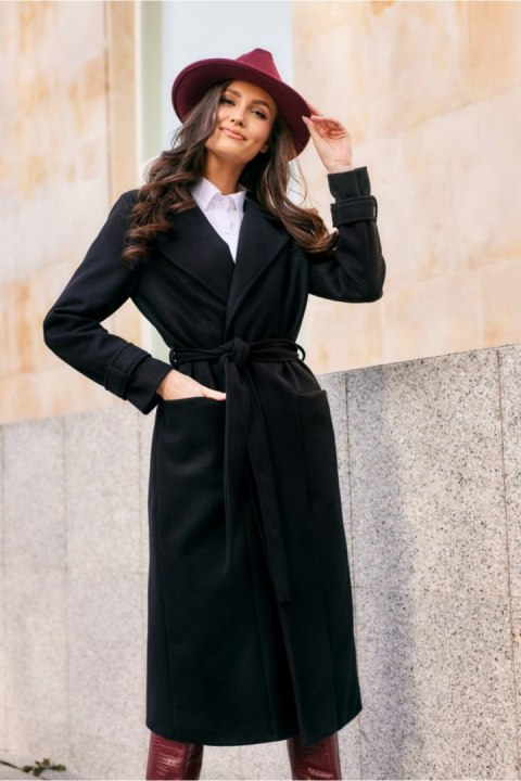 Płaszcz Damski Model Sovan CZA PLA0035 Black - Roco Fashion Roco Fashion Płaszcz Damski Model Sovan CZA PLA0035 Black - Roco Fashion Roco Fashion