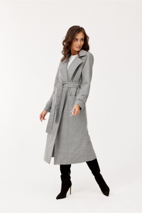 Płaszcz Damski Model Sovan SZA PLA0035 Grey - Roco Fashion Roco Fashion Płaszcz Damski Model Sovan SZA PLA0035 Grey - Roco Fashion Roco Fashion