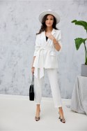 Spodnie Damskie Model EKR 0015 7/8 Ecru - Roco Fashion Roco Fashion Spodnie Damskie Model EKR 0015 7/8 Ecru - Roco Fashion Roco Fashion