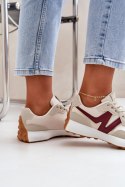 Buty Sportowe Model Britma LA295P Beige/Bordo - Step in style Step in style Buty Sportowe Model Britma LA295P Beige/Bordo - Step in style Step in style