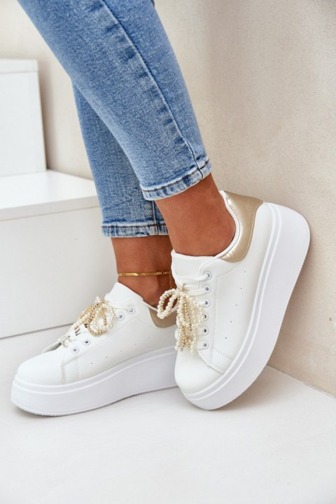 Buty Sportowe Model Lerissna 9148 White/Gold - Step in style Step in style Buty Sportowe Model Lerissna 9148 White/Gold - Step in style Step in style