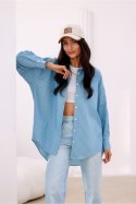 Koszula Damska Model Olly BLU0198-A27 Blue - Roco Fashion Roco Fashion Koszula Damska Model Olly BLU0198-A27 Blue - Roco Fashion Roco Fashion