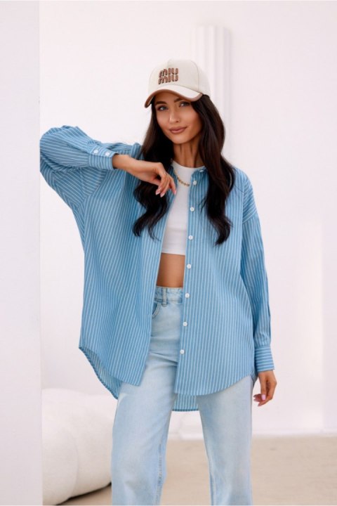 Koszula Damska Model Olly BLU0198-A27 Blue - Roco Fashion Roco Fashion Koszula Damska Model Olly BLU0198-A27 Blue - Roco Fashion Roco Fashion