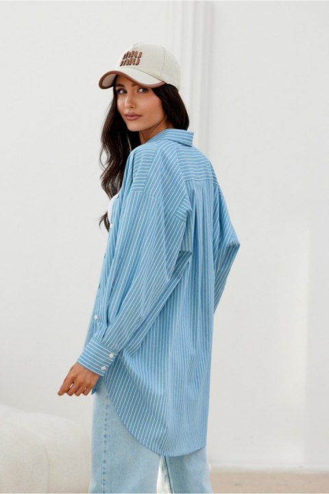Koszula Damska Model Olly BLU0198-A27 Blue - Roco Fashion Roco Fashion Koszula Damska Model Olly BLU0198-A27 Blue - Roco Fashion Roco Fashion