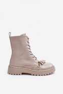 Botki Model DA MR870-67 Light Grey Lakier - Step in style Step in style Botki Model DA MR870-67 Light Grey Lakier - Step in style Step in style