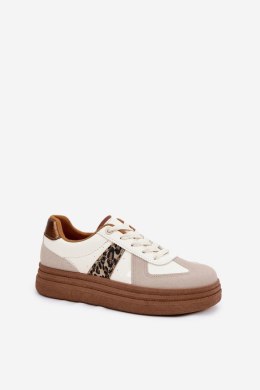 Buty Sportowe Model Lincidi 7590 Beige Panterka - Step in style Step in style