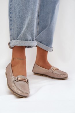 Mokasyny Model DA LR51-546 Gold Brokat - Step in style Step in style