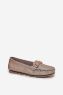 Mokasyny Model DA LR51-546 Gold Brokat - Step in style Step in style Mokasyny Model DA LR51-546 Gold Brokat - Step in style Step in style