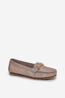 Mokasyny Model DA LR51-546 Gold Brokat - Step in style Step in style