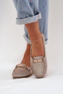 Mokasyny Model DA LR51-546 Gold Brokat - Step in style Step in style Mokasyny Model DA LR51-546 Gold Brokat - Step in style Step in style