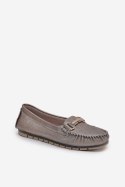 Mokasyny Model DA LR51-546 Silver Brokat - Step in style Step in style Mokasyny Model DA LR51-546 Silver Brokat - Step in style Step in style