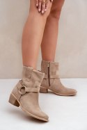 Botki Model Zazoo 3444/2 Light Beige Zamsz - Step in style Step in style