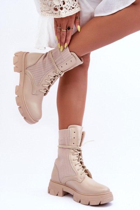 Botki Workery Model Marlissa A9513 Beige - Step in style Step in style Botki Workery Model Marlissa A9513 Beige - Step in style Step in style