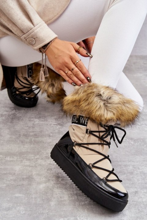 Śniegowce Model Santero HY821-63 Beige/Black - Step in style Step in style Śniegowce Model Santero HY821-63 Beige/Black - Step in style Step in style