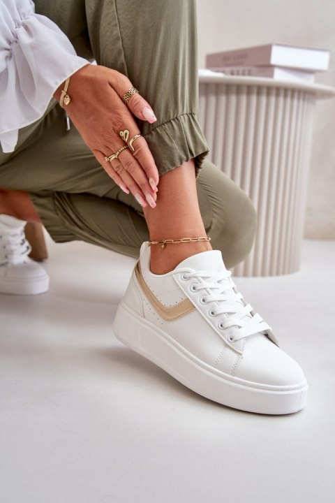 Trampki Model Brennessa CC256 White/Gold - Step in style Step in style Trampki Model Brennessa CC256 White/Gold - Step in style Step in style