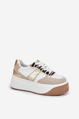 Buty Sportowe Model Telanila PL360 Beige/Gold Wzór - Step in style Step in style