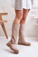 Kozaki Model Lewski 3615 Beige Skóra - Step in style Step in style Kozaki Model Lewski 3615 Beige Skóra - Step in style Step in style