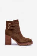 Botki Model Makeline H8-526 Oliwka Zamsz - Step in style Step in style Botki Model Makeline H8-526 Oliwka Zamsz - Step in style Step in style