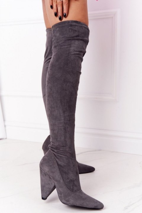 Kozaki Model Lu Boo XW37356 Grey Zamsz - Step in style Step in style Kozaki Model Lu Boo XW37356 Grey Zamsz - Step in style Step in style