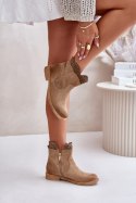 Botki Model Lewski 3624 Beige Zamsz - Step in style Step in style Botki Model Lewski 3624 Beige Zamsz - Step in style Step in style