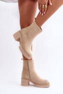 Botki Model Meriluna YK39P Light Beige - Step in style Step in style Botki Model Meriluna YK39P Light Beige - Step in style Step in style
