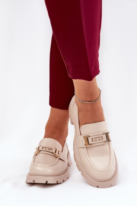 Mokasyny Model Lomnela J1003 Beige - Step in style Step in style Mokasyny Model Lomnela J1003 Beige - Step in style Step in style