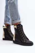 Trampki na koturnie Model Zazoo 3081 Black - Step in style Step in style Trampki na koturnie Model Zazoo 3081 Black - Step in style Step in style