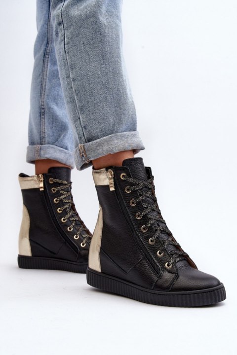 Trampki na koturnie Model Zazoo 3081 Black - Step in style Step in style Trampki na koturnie Model Zazoo 3081 Black - Step in style Step in style