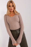 Sweter Damski Model PM-SW-PM1088.25 Dark Beige - Factory Price Factory Price Sweter Damski Model PM-SW-PM1088.25 Dark Beige - Factory Price Factory Price