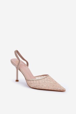 Szpilki Model Berilae B1639-202 Gold Brokat - Step in style Step in style