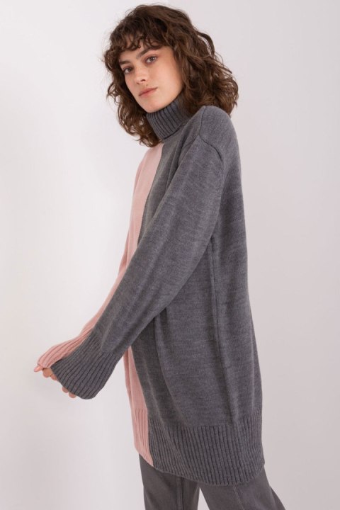 Golf Damski Model BA-SW-0234.65P Grey/Pink - Badu Badu Golf Damski Model BA-SW-0234.65P Grey/Pink - Badu Badu